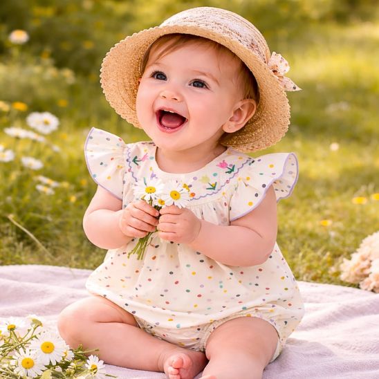 Barboteuse bébé fille 3-18 mois coton polyester à pois