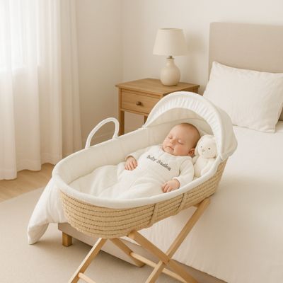 Couffin Bebe - en Osier Naturel – Literie Coton Incluse