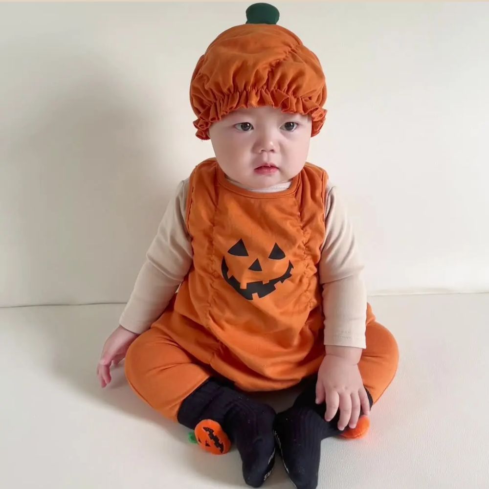 Ensemble complet deguisement halloween pour bébé citrouille avec accessoires