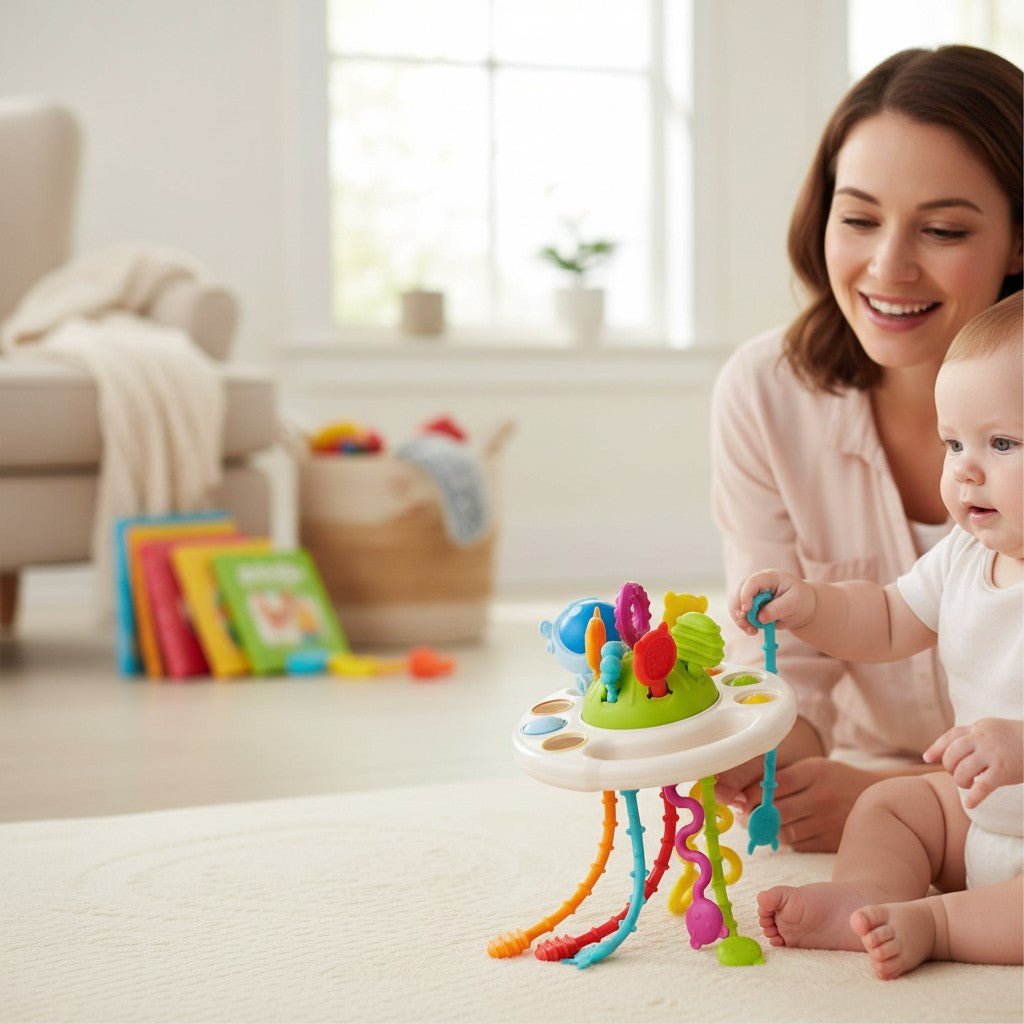 jouet bébé éveil sensoriel interactif multicolore avec tiges texturées