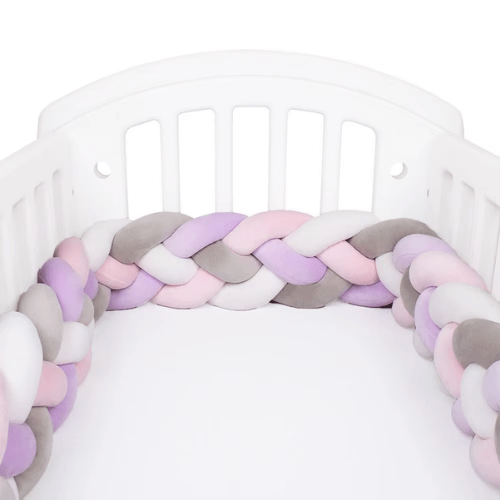 La tresse de lit - 4 - brins Gris Rose Mauve Blanc - Spot Bébé