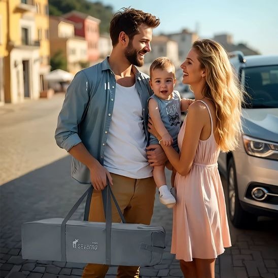 Lit parapluie bébé unisexe plié au format compact pour le transport