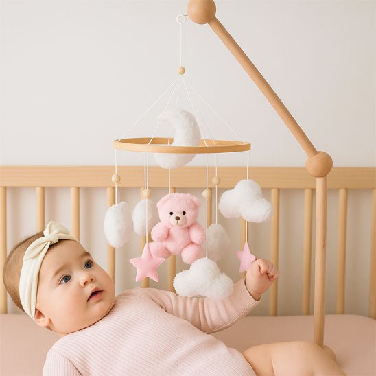 Mobile Bebe Fille Ours Rose – Accessoire bébé doux | Spot Bébé