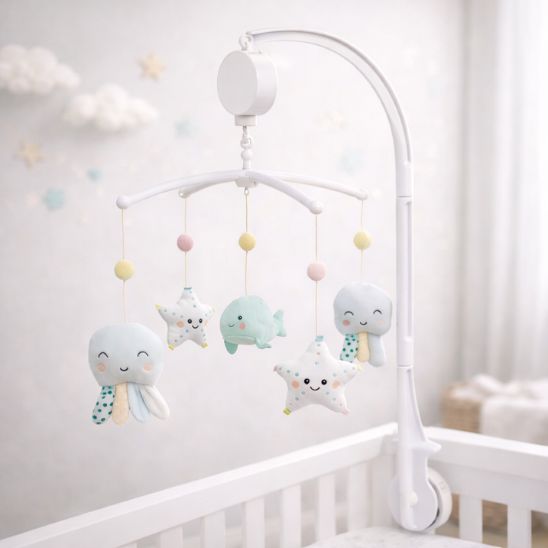 Mobile musical bébé BerceDoux Océan décor marin tendre et rassurant