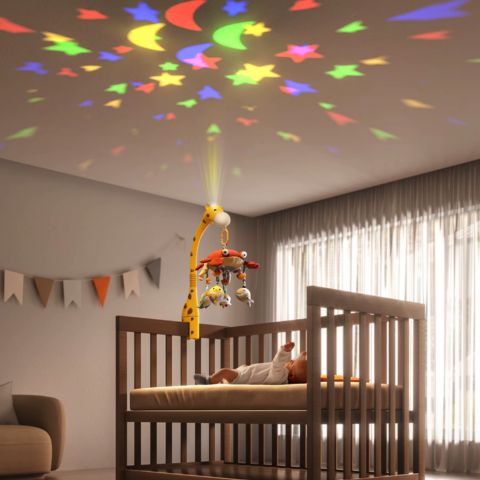 Mobile pour lit bebe - Mobile pour lit bébé girafe avec rotation 360° et mélodies apaisantes - Spot Bébé