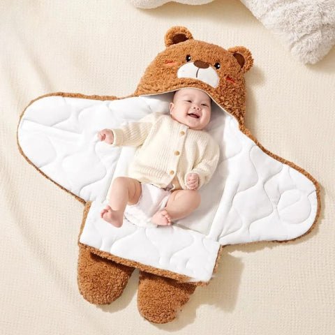 Nid d’ange bébé ours brun en polaire chaude et douce