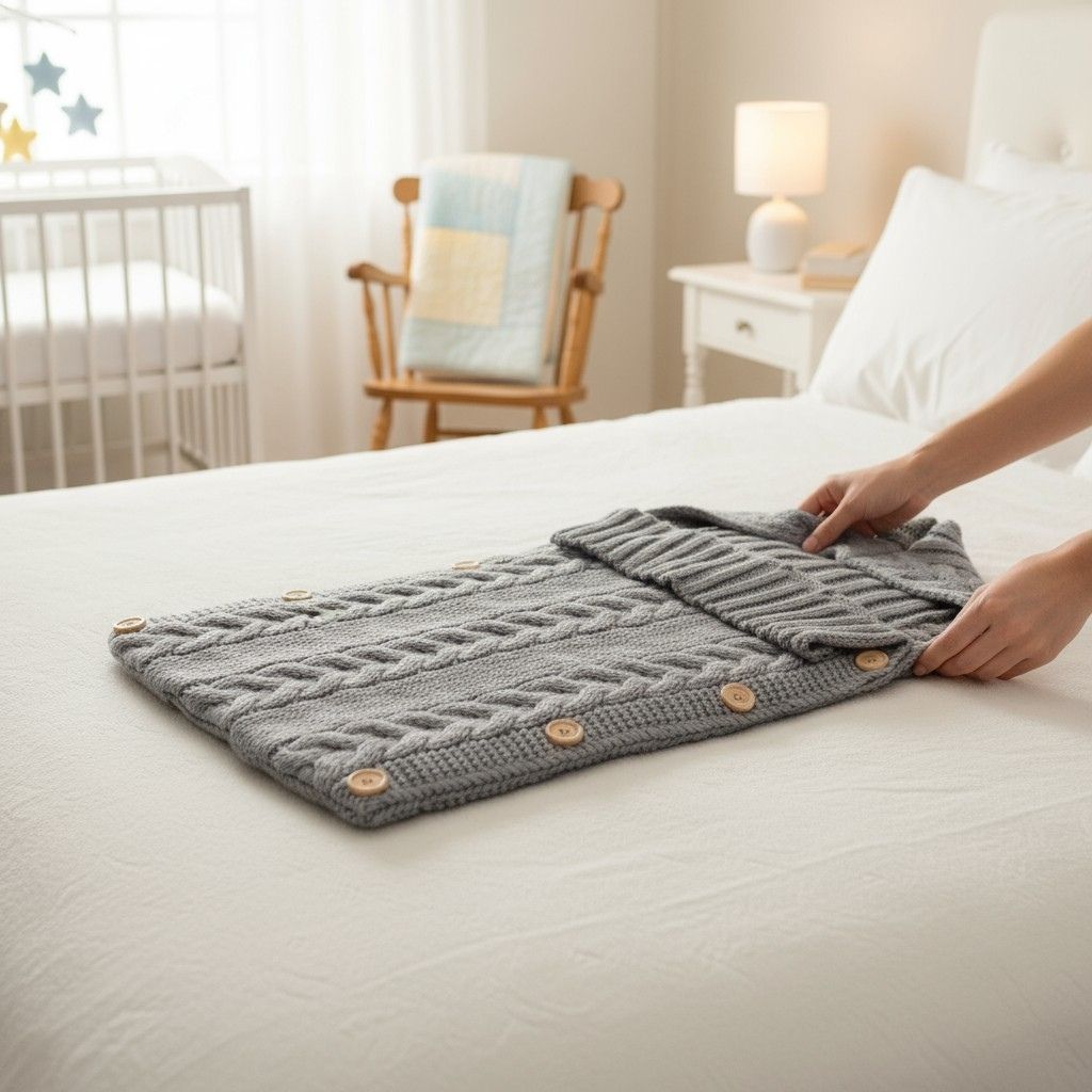 Nid dange hiver tricoté gris clair, cocon chaud pour nouveau-né – Spot Bébé