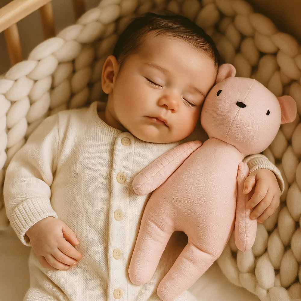 Ours en peluche moelleux bicolore rose et bleu, jouet enfant sécuritaire