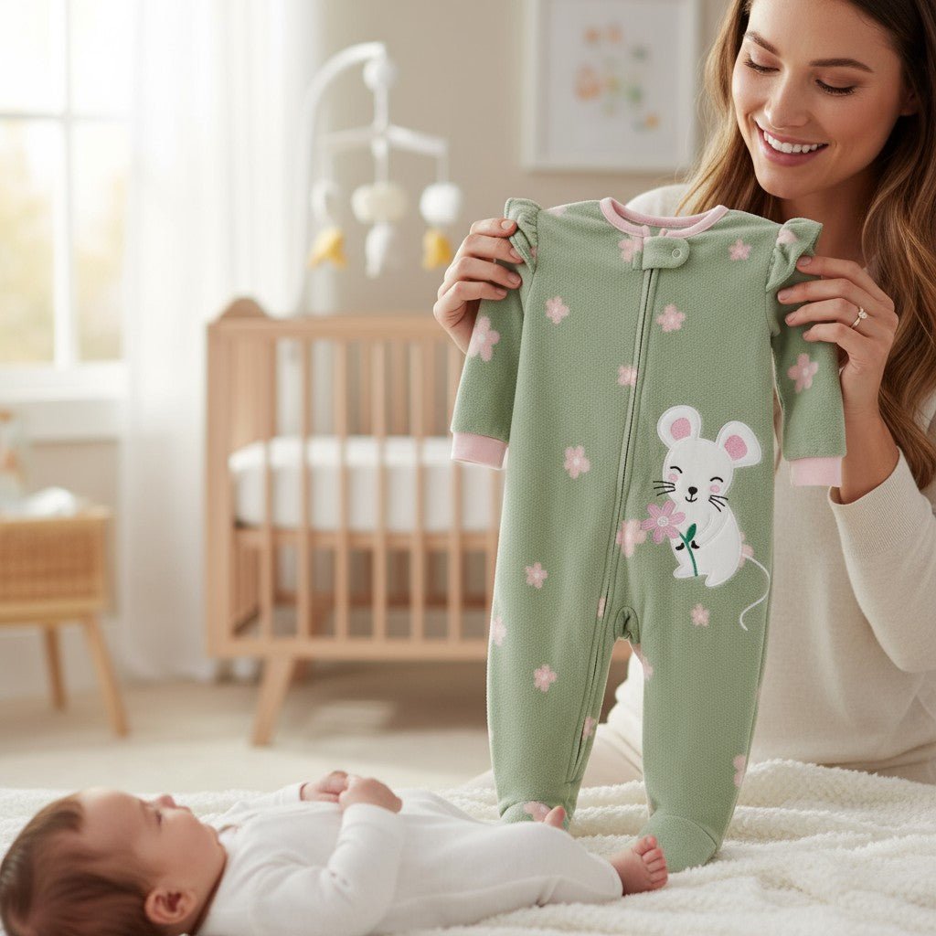 pyjama bebe vert fleurie avec zip