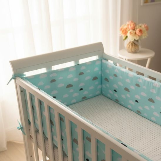 Tour de lit bébé garçon anti-chocs avec design nuages – Spot Bébé