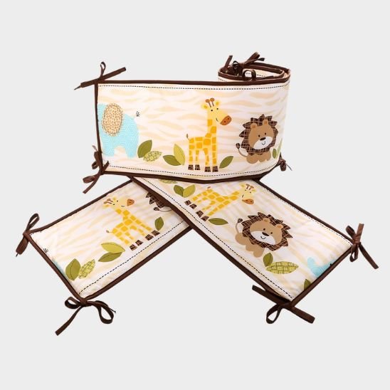 Tour de lit bebe lion animaux savane – protection respirante et lavable