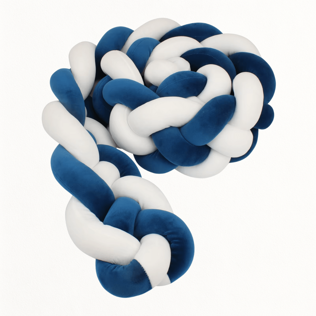 Tresse de Lit 4 Brins – Bleu Nuit & Blanc Velours - Spot Bébé