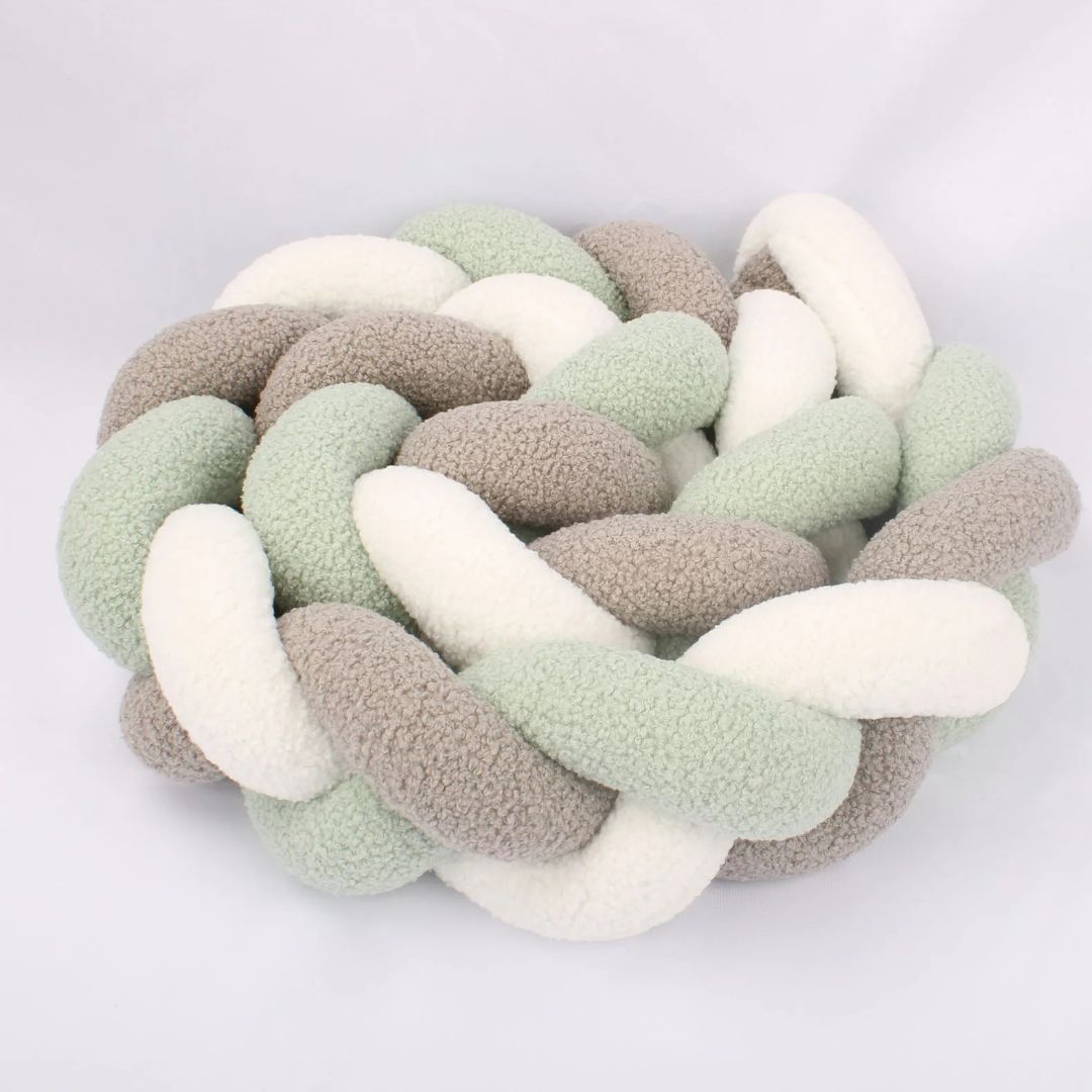 Tresse de Lit Bébé - "Tresse Rêve gris vert blanc" - Spot Bébé