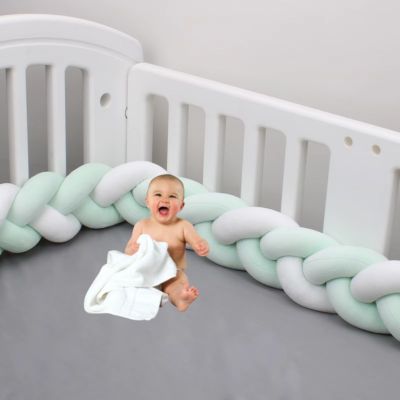 Tresse de Lit - Bébé vert menthe et blanc - coussin allaitement - Spot Bébé