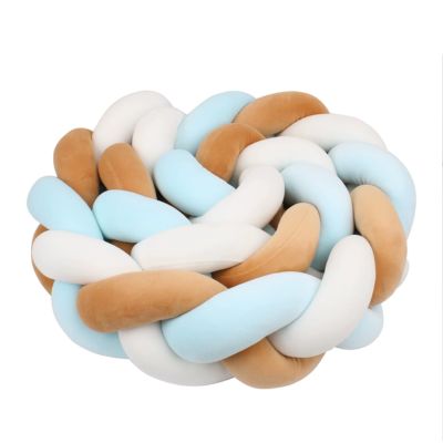 Tresse de Lit pour Bébé - Camel bleu et blanc Protection Douce et Design Élégant - Spot Bébé