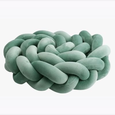 Tresse de lit bébé vert de gris à trois brins, décoration douce pour chambre d'enfant