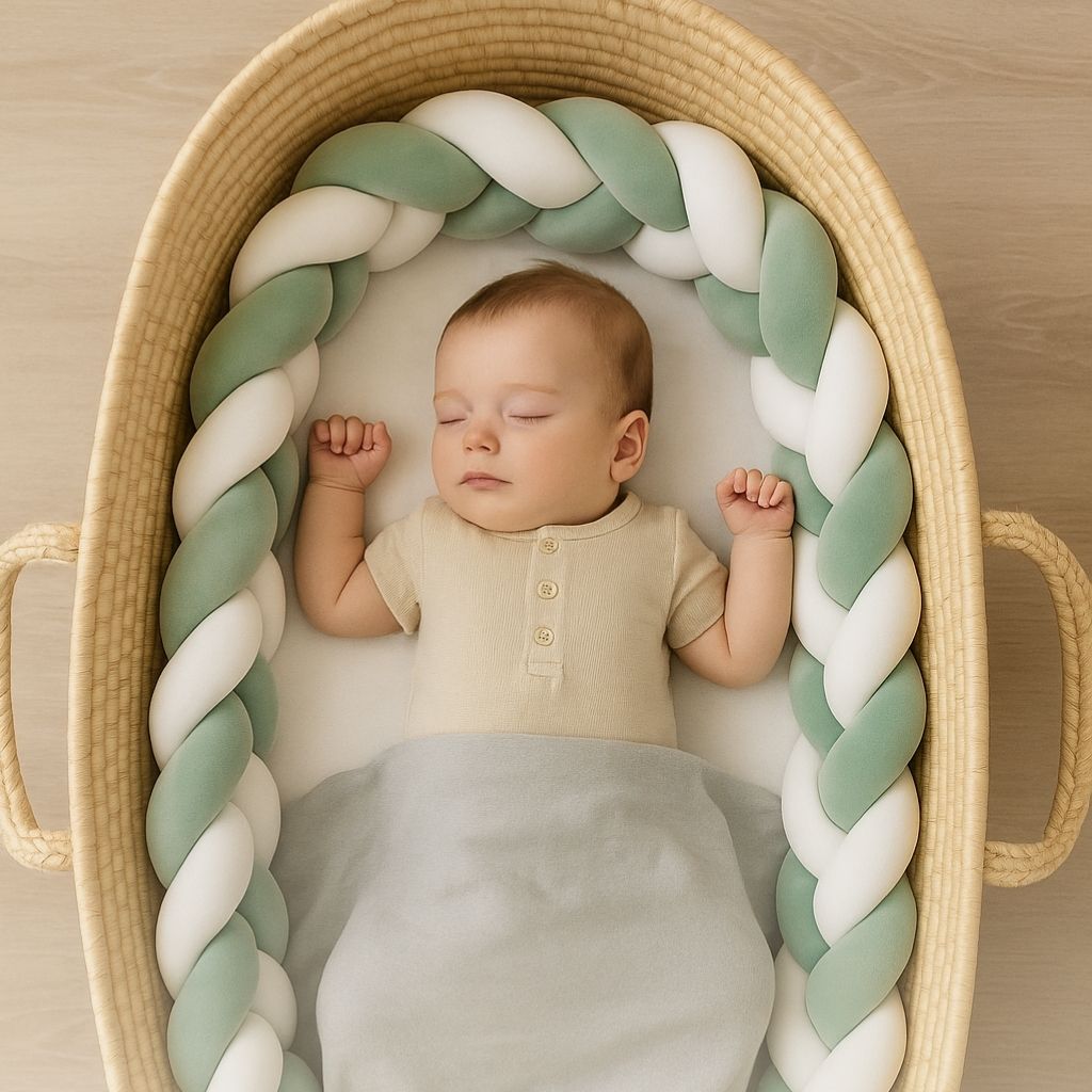 Tresse de lit - Vert sauge et blanc – Confort naturel et déco douce - Spot Bébé