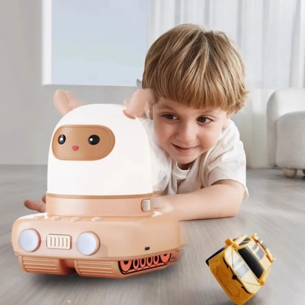 Veilleuse bébé orange clair robot projection rotatif 360° – Spot Bébé