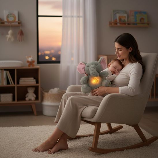 Veilleuse Peluche Bébé Éléphant parfaite pour créer une ambiance nocturne apaisante