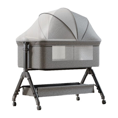 Couffin bébé cododo à roulettes Lilou Gris Chiné avec moustiquaire et panier