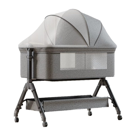 Couffin bébé cododo à roulettes Lilou Gris Chiné avec moustiquaire et panier