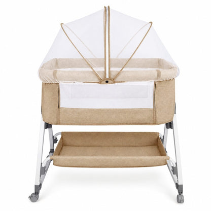 Lit cododo pliable Nomade Ivoire Coton avec moustiquaire et panier de rangement