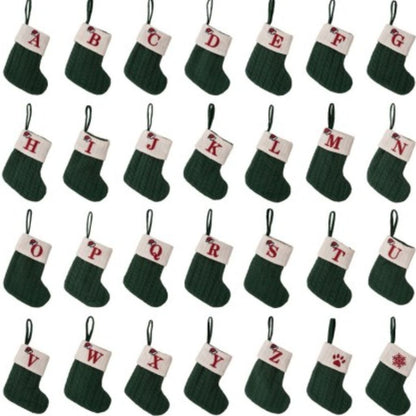 Chaussettes de Noël à l'initiale de A à Z avec patte et flocon