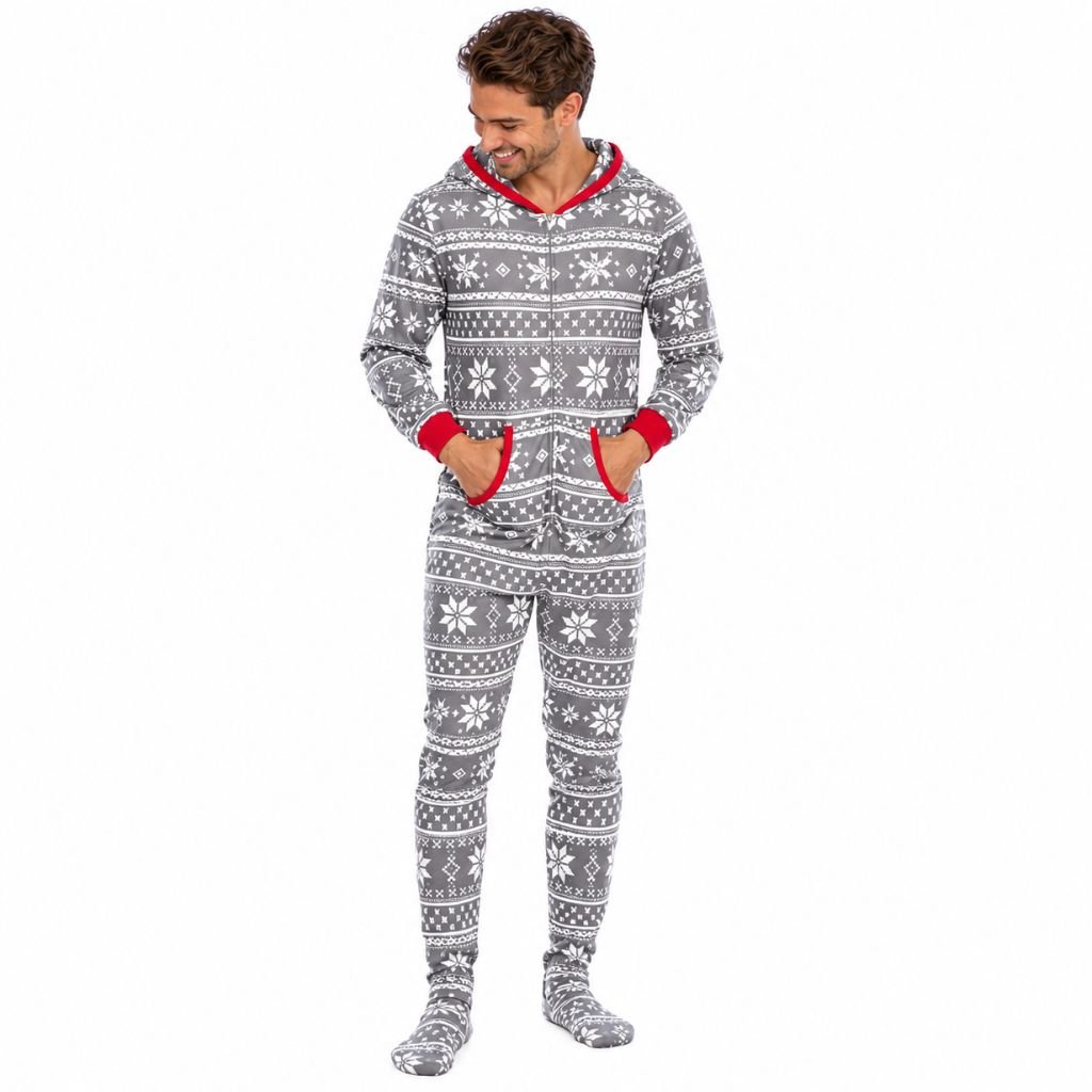 Combinaison pyjama de Noël homme Igloo Givre à capuche et pieds