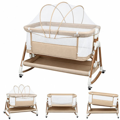 Lit cododo en maille Opaline Crème Vanille avec moustiquaire et panier de rangement