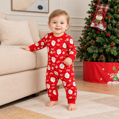 Bébé debout en grenouillère de Noël rouge imprimée Père Noël et Ho Ho Ho