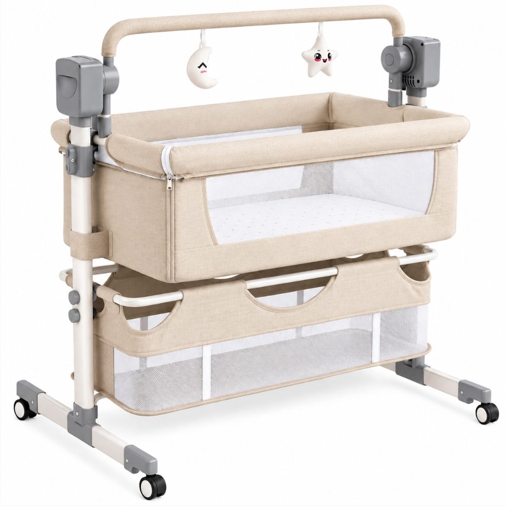Lit cododo à roulettes électrique Sérénade beige lin