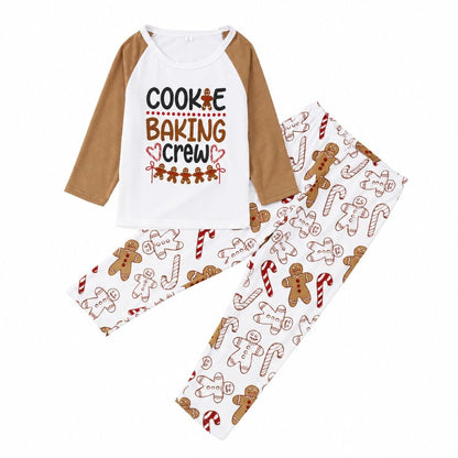 Pyjama de Noël enfant pain d'épice deux pièces, haut raglan et pantalon imprimé