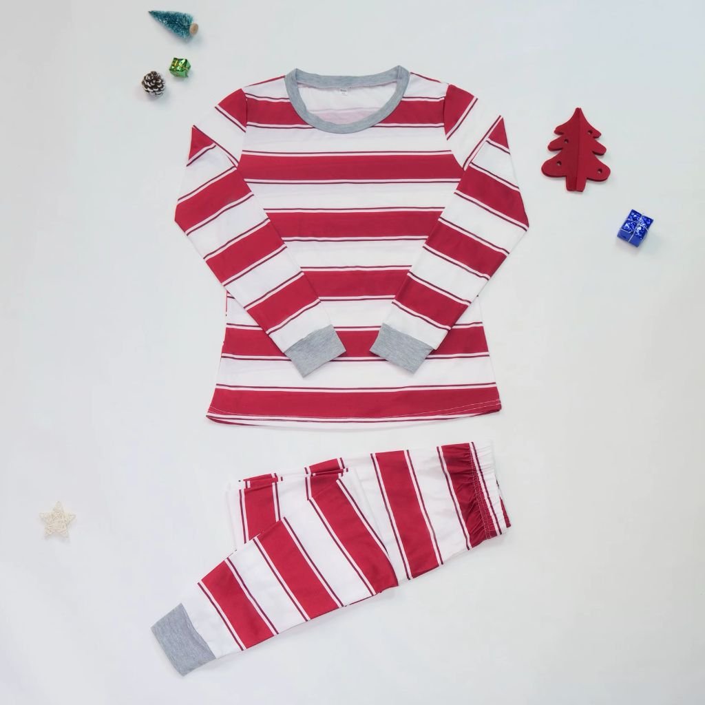 Pyjama de Noël femme rayé rouge et blanc Marinière