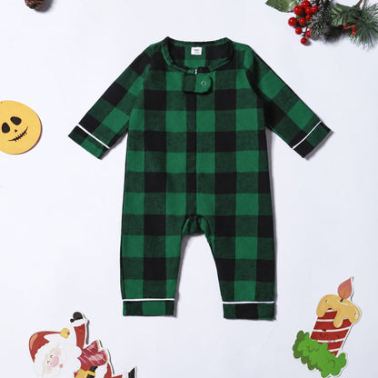 Grenouillère bébé de Noël verte à carreaux Sapinière Petit Sapin