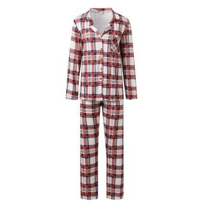 Pyjama de Noël adulte tartan blanc, chemise boutonnée à col et pantalon