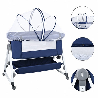 Lit cododo pliable Nomade coloris Bleu Nuit avec moustiquaire