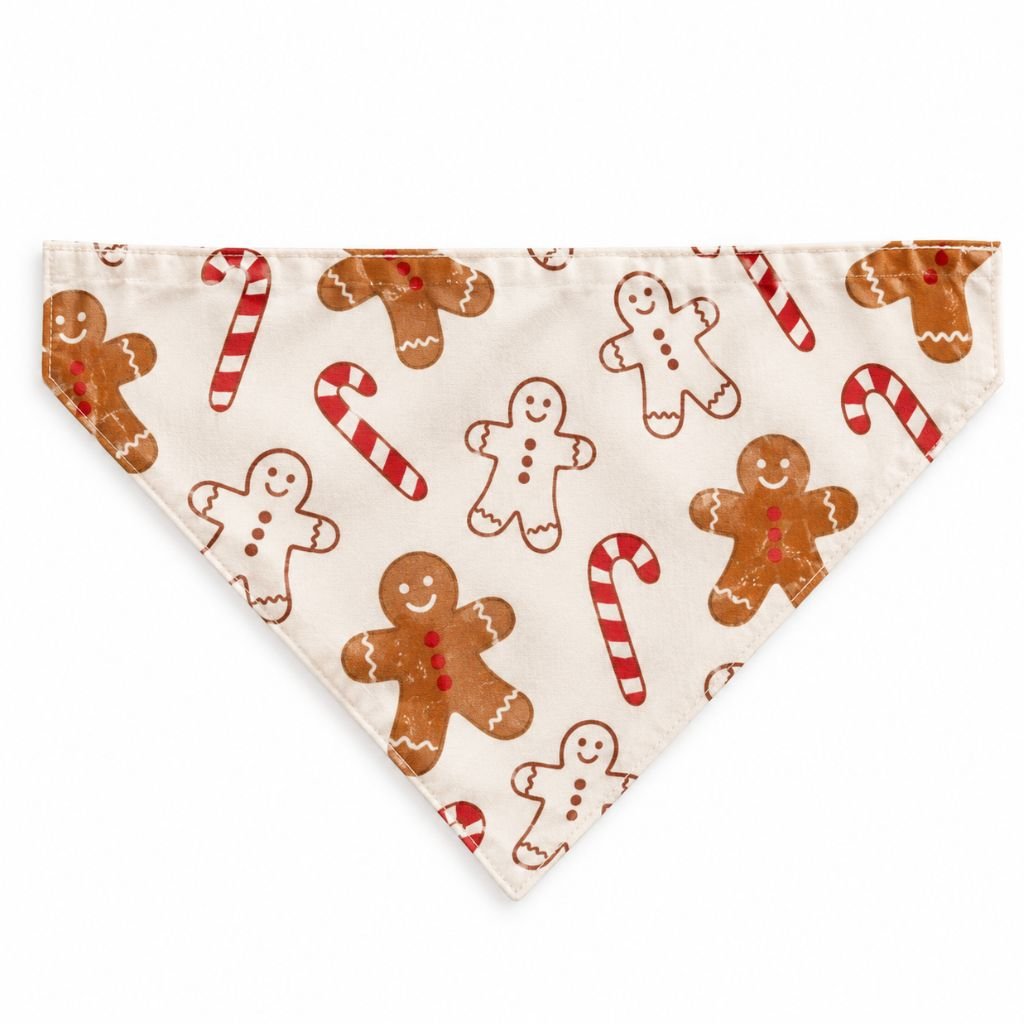 Bandana de Noël pour chien imprimé pain d'épice assorti au pyjama famille