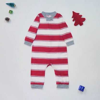 Grenouillère bébé de Noël rayée rouge et blanc Petit Mousse