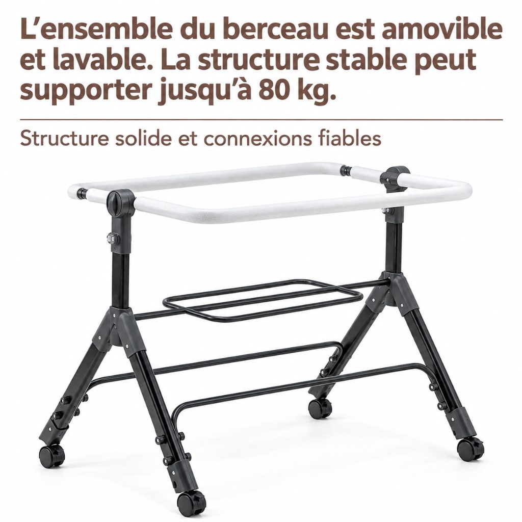 Structure du couffin cododo Lilou, entièrement déhoussable et lavable
