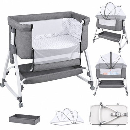 Lit cododo pliable Nomade coloris Gris Galet et ses accessoires