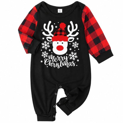 Grenouillère de Noël bébé noire au renne Merry Christmas à pressions