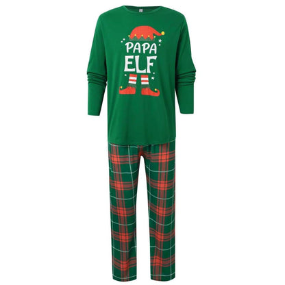 Pyjama de Noël homme Papa Elf, haut vert et pantalon tartan