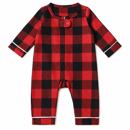 Grenouillère de Noël bébé carreaux rouges et noirs à pressions