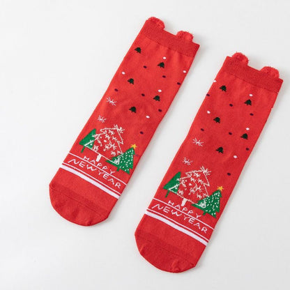Chaussettes de Noël Forêt, petits sapins enneigés