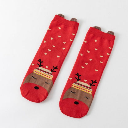 Chaussettes de Noël Câline, renne endormi et petits cœurs