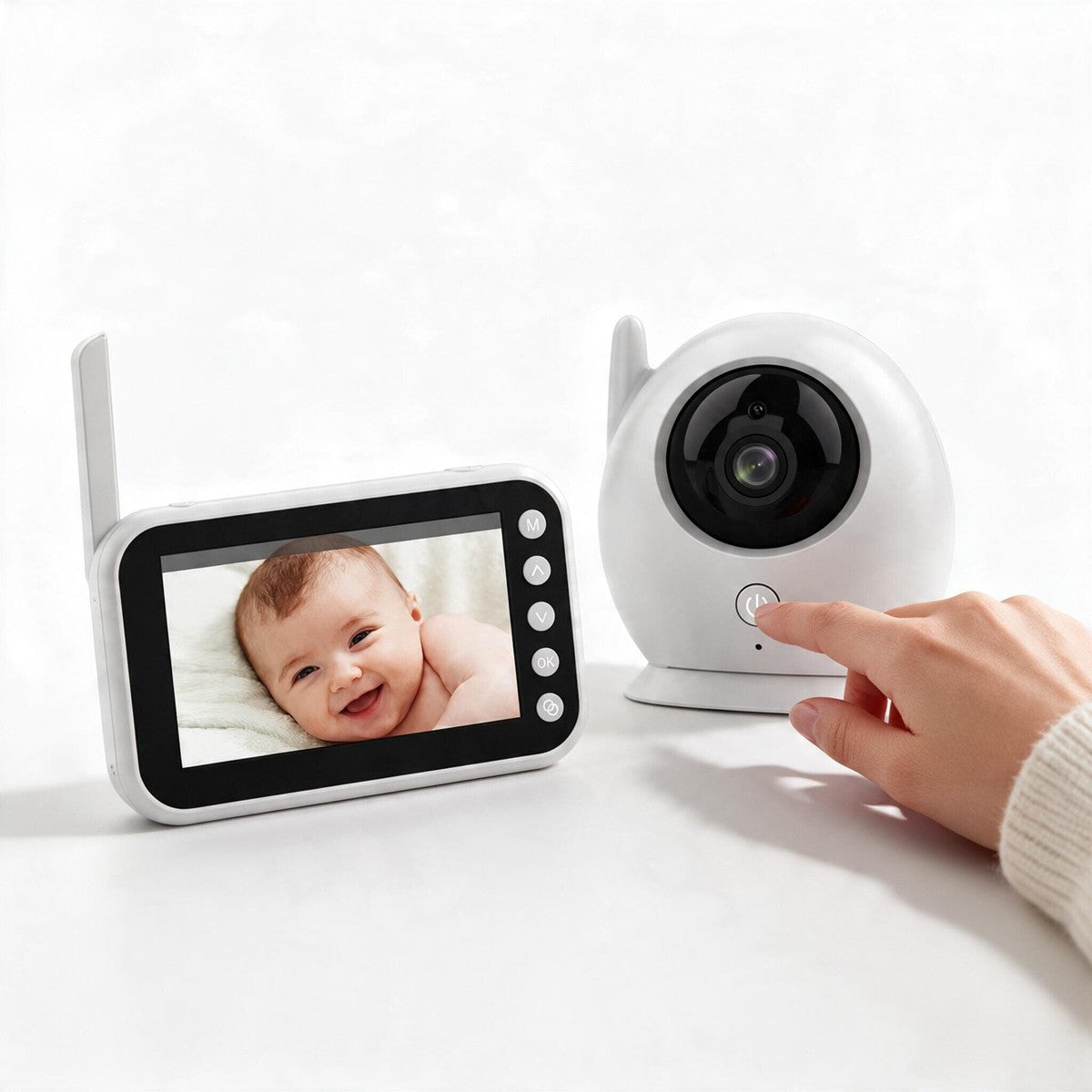 Babyphone vidéo Prunelle : écran 4,3 pouces et caméra bébé blanche