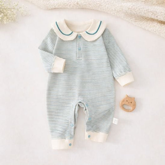Barboteuse bébé col marin à rayures tenue élégante pour printemps