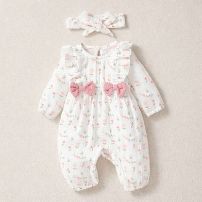Barboteuse bébé fille 100% coton rose doux confortable et respirante