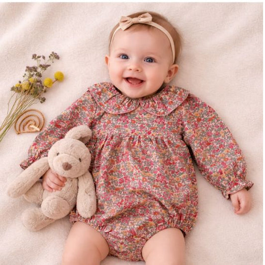 Barboteuse bébé fille style bloomer intégré – élastiques confortables aux cuisses