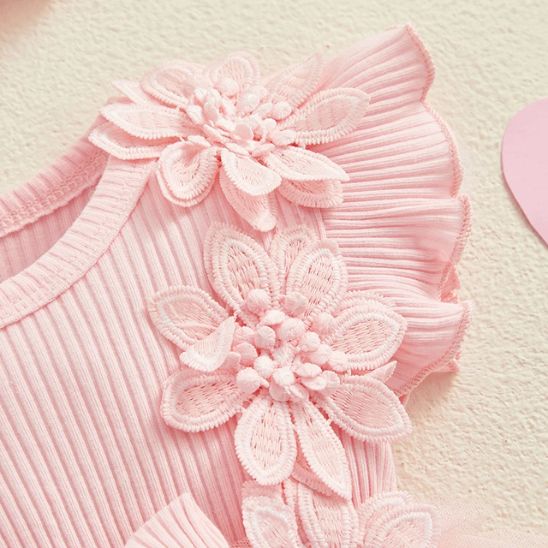 Barboteuse bébé fille princesse robe en tulle rose légère pour été